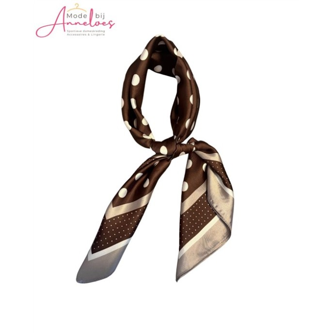 Dames sjaal korte hals sjaaltjes 531 polka dots bruin